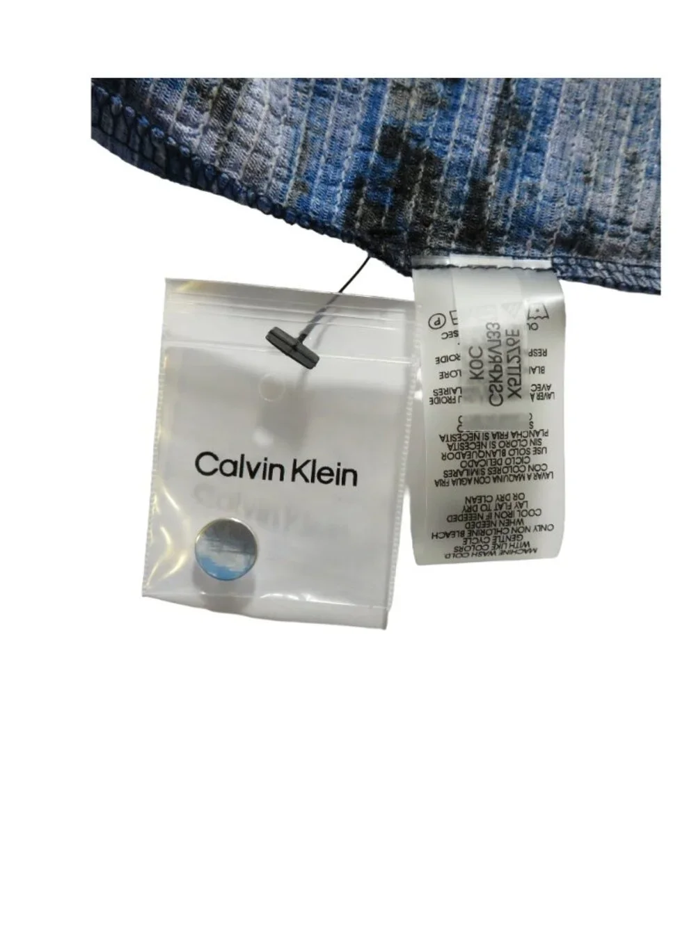 NWT Calvin Klein 2X Plus Abstract Watercolor Blouse Blue Yellow Pleated Tank Top - Picture 5 of 8